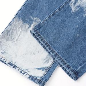 Pantalon droit américain pour homme, dégradé bleu et blanc, multifonctionnel, nouveau jean rétro taille haute, délavé à la pierre - Product Image 3