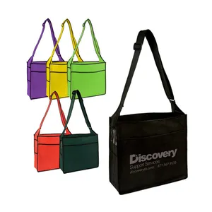 Non Woven Trade Show Shoulder Bag with Removable Rigid Bottom Insert