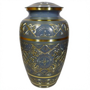 Urne funéraire de style européen décorée d'or pour adulte avec motifs personnalisables, grande capacité de 220 pouces cubes, urnes et pots pour cendres humaines - Product Image 1