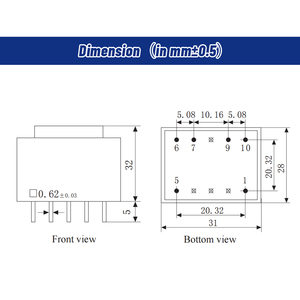 Transformador de Montaje en PCB Sellado con Epoxi YHDC PE2818-I, 2VA, 110/220/230/380V CA, Bajo Ruido, Clase B, Aislamiento, Certificado CE/RoHS - Product Image 4