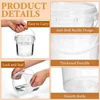 Seau en plastique rond blanc transparent avec couvercle, personnalisable avec logo, 500 ml, 1 L, 2 L, 3 L, 4 L, 5 L, qualité alimentaire, avec poignée, fourni par l'usine