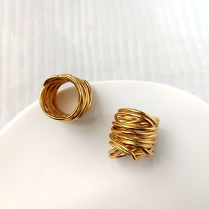 French <strong>Paris</strong> Heavy Weave Line Copper Electroplated Luxury Palace Style Retro Baroque Vintage Unisex Geometric Shape <strong>Ring</strong> <strong>Light</strong> - Product Image 3