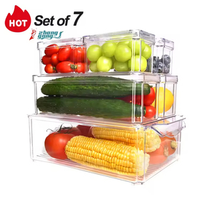 Zhanggong Pet 7Pcs Thiết Lập Rõ Ràng Nhựa Thực Phẩm Lưu Trữ Container Tủ Lạnh Giữ Tươi Nhựa Thực Phẩm Lưu Trữ Hộp Tủ Lạnh Tổ Chức - Product Image 1