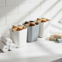 Organisateur de bureau en fibre de bambou et amidon de maïs, porte-stylos, conteneur de rangement pour brosses à dents avec logo personnalisé pour la maison, le bureau, la cuisine, la salle de bain
