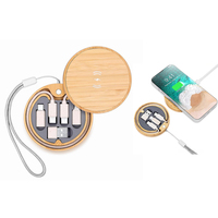 Kit de câbles écologiques ronds avec chargeur sans fil 15W, cordon multi-chargeur 6 en 1, câble USB à charge rapide 3A PD60W, câble de données, porte-clés