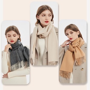 100% Pure <b>Wool</b> Solid Color <b>Scarf</b>, Thick Knitted Long Tassel Neck Warmer, Durable Breathable Winter Warm <b>Scarf</b> for Women - Product Image 4
