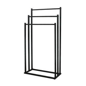 Nouveau design, vente en gros, support de serviettes de salle de bain OEM à 3 niveaux en métal noir avec revêtement en poudre, séchoir à serviettes - Product Image 5