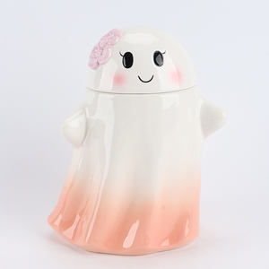 Adorable bol à céréales en céramique rose fantôme avec citrouille et chapeau <span class=keywords><strong>de</strong></span> sorcière, joli plat à <span class=keywords><strong>soupe</strong></span> d'Halloween, cadeau <span class=keywords><strong>de</strong></span> vacances étrange et charmant. - Product Image 6