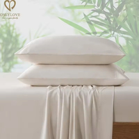 Draps de lit plats en bambou de haute qualité, toucher doux, couleur unie, taille King, pour l'été, fabriqués en Chine