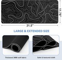 Wholesale 31.5 X 11.8inch Gaming Mouse Pad Anti-Slip Rubber Base Topographic Line Waterproof Keyboard Mouse Pad