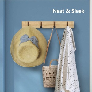 Wooden Concealed Hook Foldable Coat Rack <b>Wall</b> Mounted 15.8in Minimalist Design Living Room Door Back <b>Hanging</b> <b>Storage</b> - Product Image 3