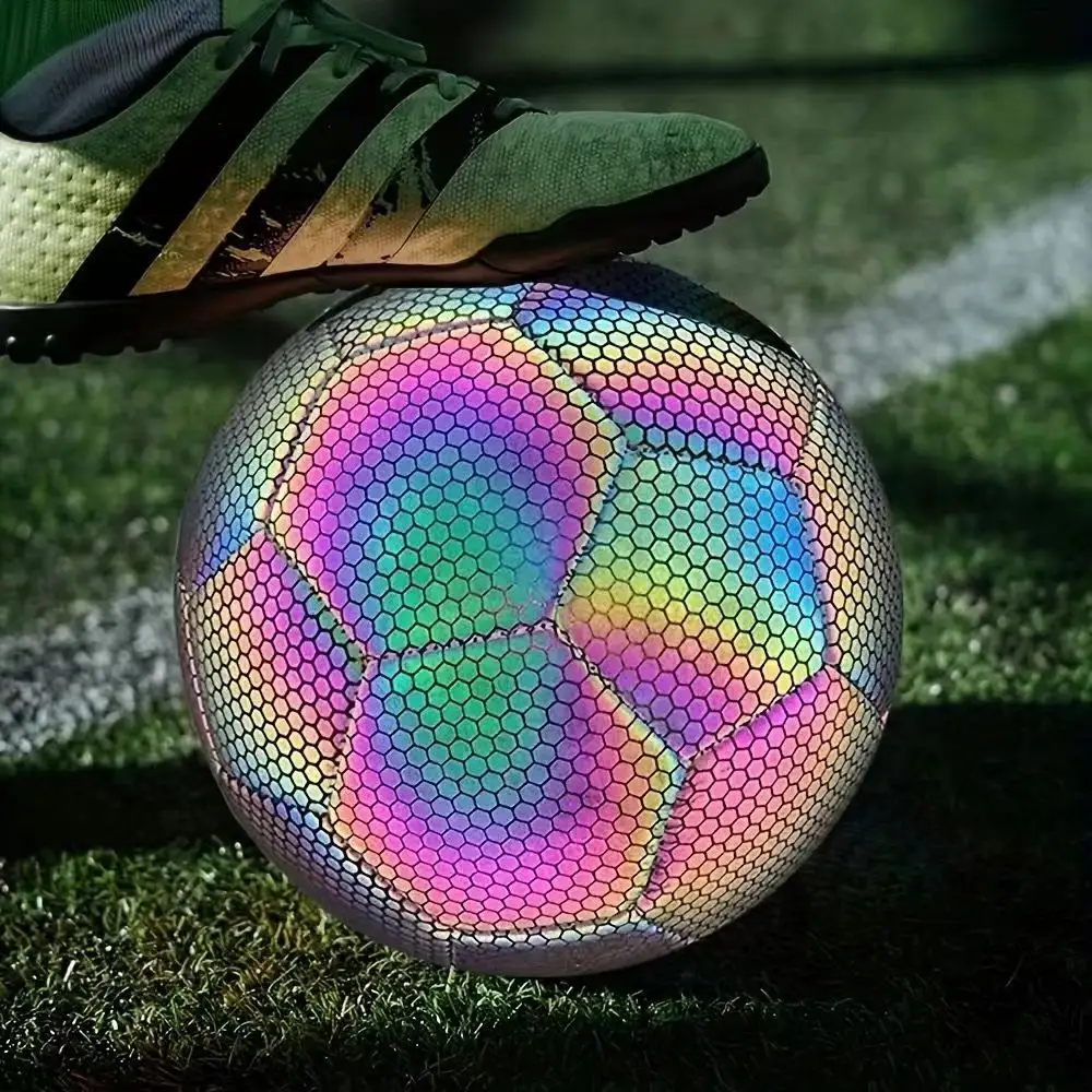 Yeni ürünler yüksek kaliteli futbol boyutu 5 özel logo futbol topu PU yansıtıcı parlaklık futbol büyük fiyat ile