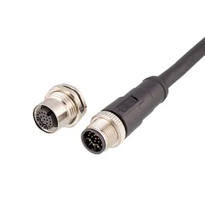 M14 Molded Plug Male Female Waterproof IP67 Straight Angle Aviation Plug 5A 18pin Current Signal M14 Connector Cable