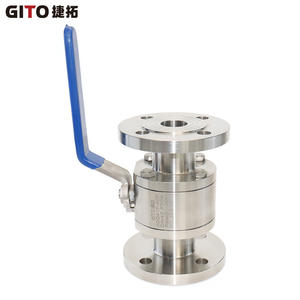 Vanne à boisseau sphérique manuelle GITO DN40 en acier inoxydable forgé, haute pression, conception à trois pièces à brides pour milieux eau et gaz, qualité BA - Product Image 1