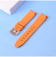 Bracelets de montre de luxe en caoutchouc FKM respirant de 20 mm et 21 mm avec boucle ardillon et extrémités courbes en silicone, étanches, pour Rlx Omeg