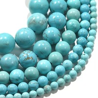 Perles rondes en pierre en gros 4mm 6mm 8mm 10mm Turquoise bleue, fil de pierres précieuses en vrac pour la fabrication de bijoux fantaisie