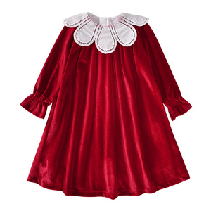 All'ingrosso 2024 natale vestito di velluto <span class=keywords><strong>rosso</strong></span> bambine per i bambini - Product Image 1