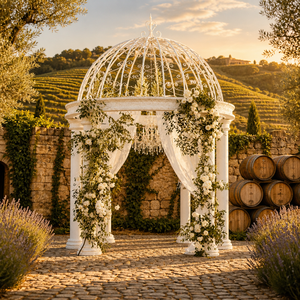 Gazebo de jardin en pierre blanche personnalisé BLVE avec dôme métallique, pavillon rond pour mariage en plein air, décoration de pelouse et de jardin - Product Image 4
