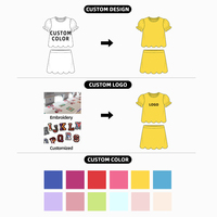 Ensemble 2 pièces pour enfants : Haut festonné et jupe, haut à manches courtes bouffantes, vêtements d'été pour filles