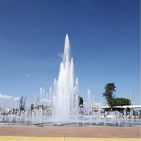 Fuente de Agua Musical Cuadrada para Jardín, Fuente de Agua Seca para Exteriores con Luces LED de Colores