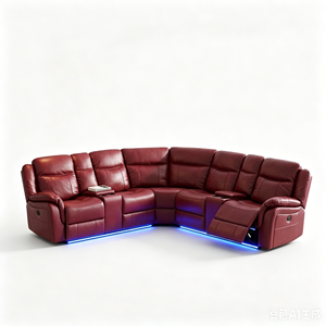 Sofá Eléctrico Reclinable Moderno en Forma de L con Tapicería de Cuero Sintético y Función Extensible para Sala de Estar o Cine en Casa - Product Image 5