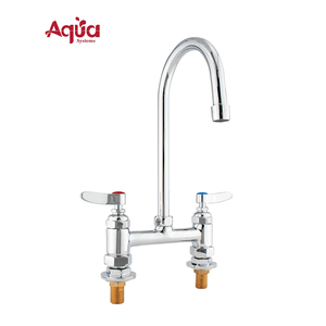 Robinet de cuisine professionnel à col de cygne, à double poignée, en laiton, pour hôtels et restaurants - Product Image 1