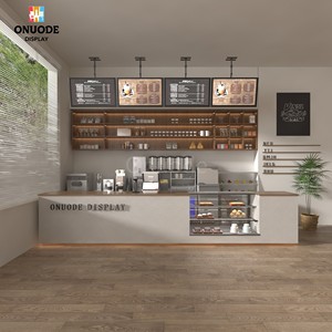 Tủ trưng bày cửa hàng đặt làm riêng, quầy bar cà phê bằng gỗ thủ công, dùng để trưng bày cửa hàng, thiết kế nội thất quán cà phê, thiết kế quán cà phê - Product Image 3