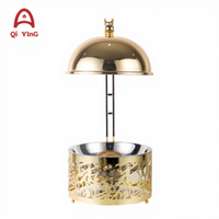 NOUVEAU Chauffe-plat QY 8L en acier inoxydable 201 doré avec chauffe-alcool et contrôle de température 60-80°C pour traiteur, buffet, fête, mariage