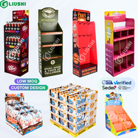 Présentoir en carton ondulé personnalisé pour produits de magasins de détail Pop Floor Stands Présentoir en carton pour bonbons, aliments, boissons