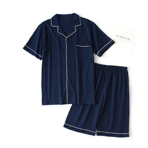 SUHE PJ-046 2-Piece Soft 100% Cotton Couple Pajamas Short Sleeve Knitted Loungewear Set for Home Wear Men Women Plus Size - Product Image 4