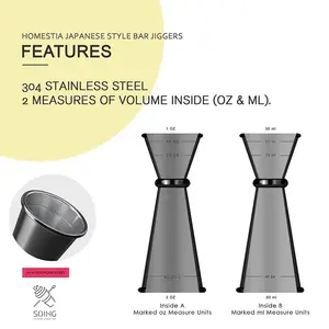 The New Listing Stainless Steel Double Head Bartender Measuring Cup Wine Set