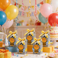 Boîtes en papier recyclé avec rubans, motif abeille mignon, pour bonbons et biscuits, idéales pour les fêtes sur le thème de l'abeille, les cadeaux, les friandises, les anniversaires et les baby showers