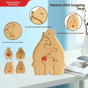 Ornamento Puzzle in Legno a Forma di Orso Carino, Regalo per la Festa del Papà, Intaglio in Legno Fai-da-Te, Orso che Abbraccia, Regalo per la Festa della Mamma - Product Image 4