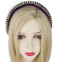 Serre-tête en velours fait main avec rivets scintillants pour le Mardi Gras, les enterrements de vie de jeune fille et les festivals de musique