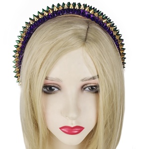 Manwu Factory Paars Gouden Groen Mode Exaggerated Spons Spijkermuts met Spike Spijkertjes Punk Accessoire voor Mardi Gras - Product Image 2