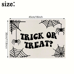 2024 baru alas linen Halloween huruf tengkorak dicetak persegi tahan panas tikar pesta Amerika meja makan dekorasi alas meja - Product Image 3