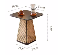 Fauteuil en rotin en bois massif, fauteuil simple pour salon avec table basse
