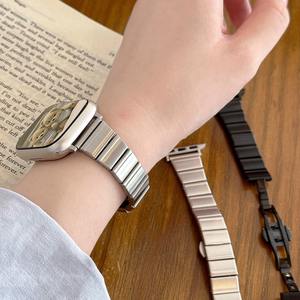 สายนาฬิกาข้อมืออัจฉริยะ IWACH10 สำหรับผู้หญิง ดีไซน์เรียวบาง ผลิตจากสแตนเลสสตีลแบบข้อต่อไม้ไผ่ สำหรับ Apple Watch - Product Image 5