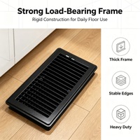 BaoYun FL 0610 PCP Black Wall Vent 6x10 pouces, grille de ventilation rectangulaire robuste avec amortisseur réglable pour la ventilation d'air de retour