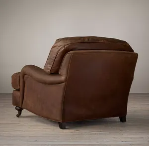 Silla de Cuero Clásica Belga con Brazos Enrollados de Inspiración Europea Sassanid - Product Image 4