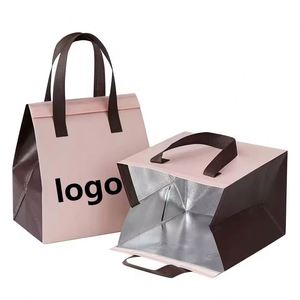 Insulated <b>Cooler</b> Bag Non Woven PP <b>Material</b> Coffee Pizza Takeaway Tote with Handle Thermal and Waterproof Reusable Stock - Product Image 6