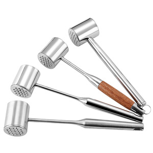Stainless Steel Meat Tenderizer Mallet With Wood Handle - Needle Blades For Beef, Pork, Poultry