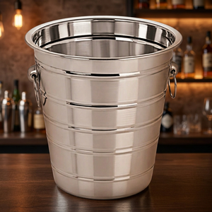 Cubo de Hielo de Acero Inoxidable con Asas, Enfriador de Vino Duradero, Cubo de Bebidas Reutilizable para Bar y Fiestas, Estilo Industrial, Sostenible - Product Image 2
