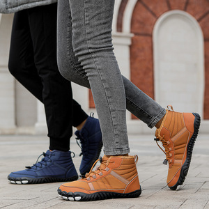 Bottes d'hiver imperméables unisexes, hauteur cheville, doublure chaude en fourrure, chaussures de randonnée d'extérieur, bout rond, tige synthétique, semelle en caoutchouc - Product Image 1