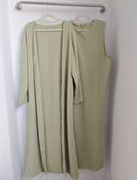 Abaya MERRACHI pour femme, ensemble deux pièces, abaya ouverte et robe intérieure, aspect élégant et luxueux, très demandée