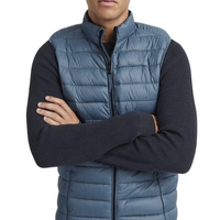 Gilet rembourré épais d'extérieur avec logo personnalisé pour hommes, col montant, poche zippée, veste d'hiver, gilet matelassé noir pour hommes