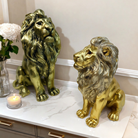 Statue de lion moderne en résine, sculpture animale de luxe, décoration artisanale pour salon, bureau, hall d'entrée, ornements Feng Shui