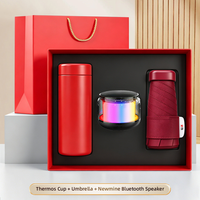 Coffret Cadeau Bien-être du Personnel : Gobelet Isotherme 350ml, Haut-parleur et Parapluie, Cadeau Promotionnel Personnalisé avec Logo pour Entreprises
