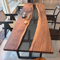 Table de bureau et table basse en bois massif de noyer noir d'Amérique du Nord, résine, style moderne, luxe léger, grande planche personnalisée