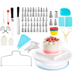 Kue Dekorasi Kit Turntable 106 Pcs Baking Set Turntable Kue Berdiri Panggang Kit dengan Kue Dekorasi Tips Aksesoris Dekorasi